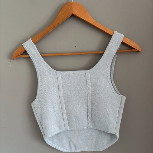 Ice Blue Corset Style Knit Top by Dreamers - Picture 6 of 6